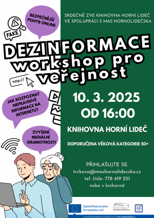 Workshop pro veřejnost DEZINFORMACE - 10. 3. 2025 knihovna Horní Lideč 1